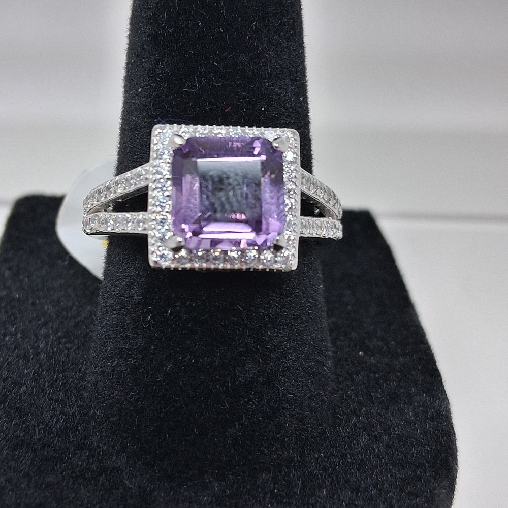 Bomb Party The Sterling Club Genuine Amethyst .925 Sterling Silver Ring Size 7